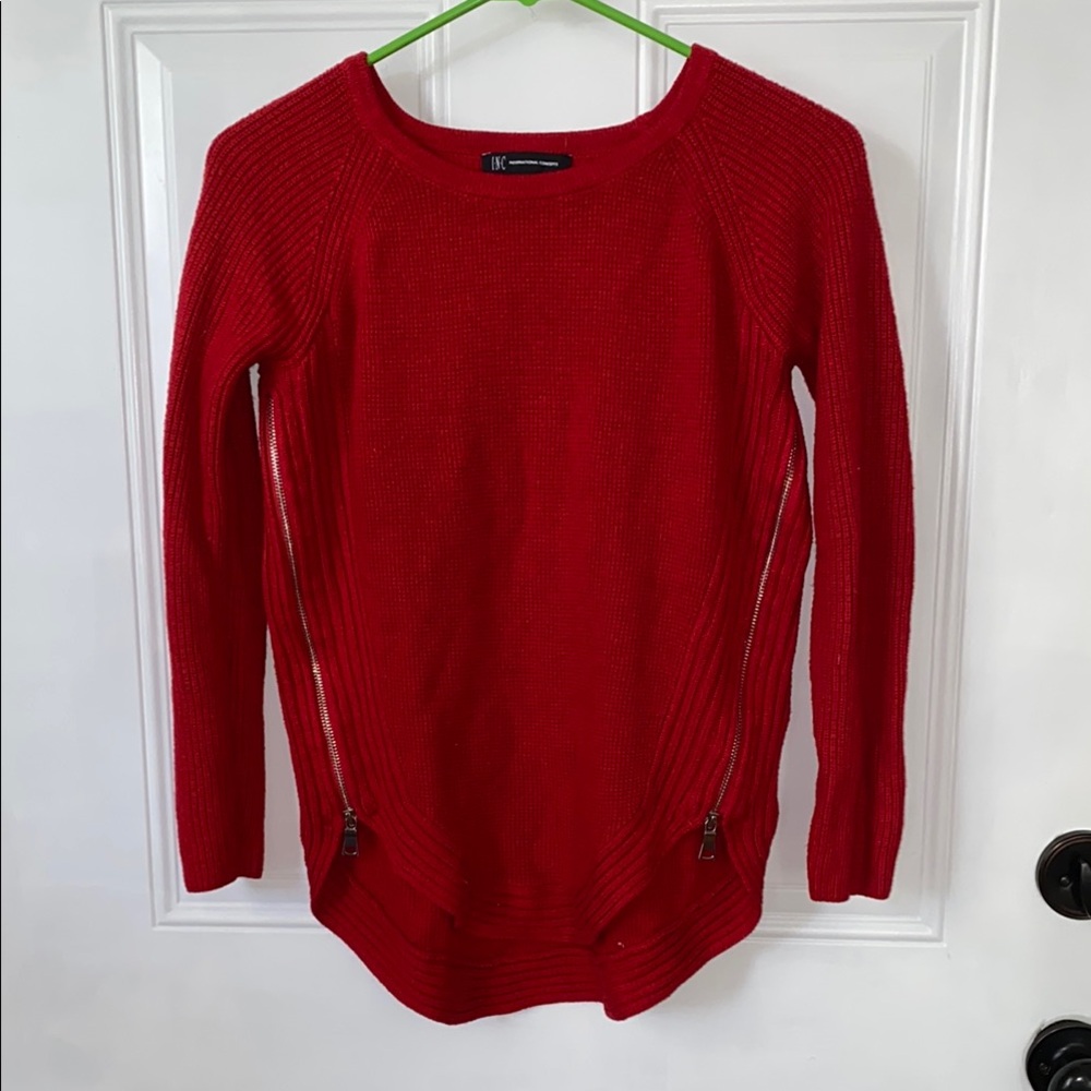 INC International Concepts Red Crew Neck Sweater